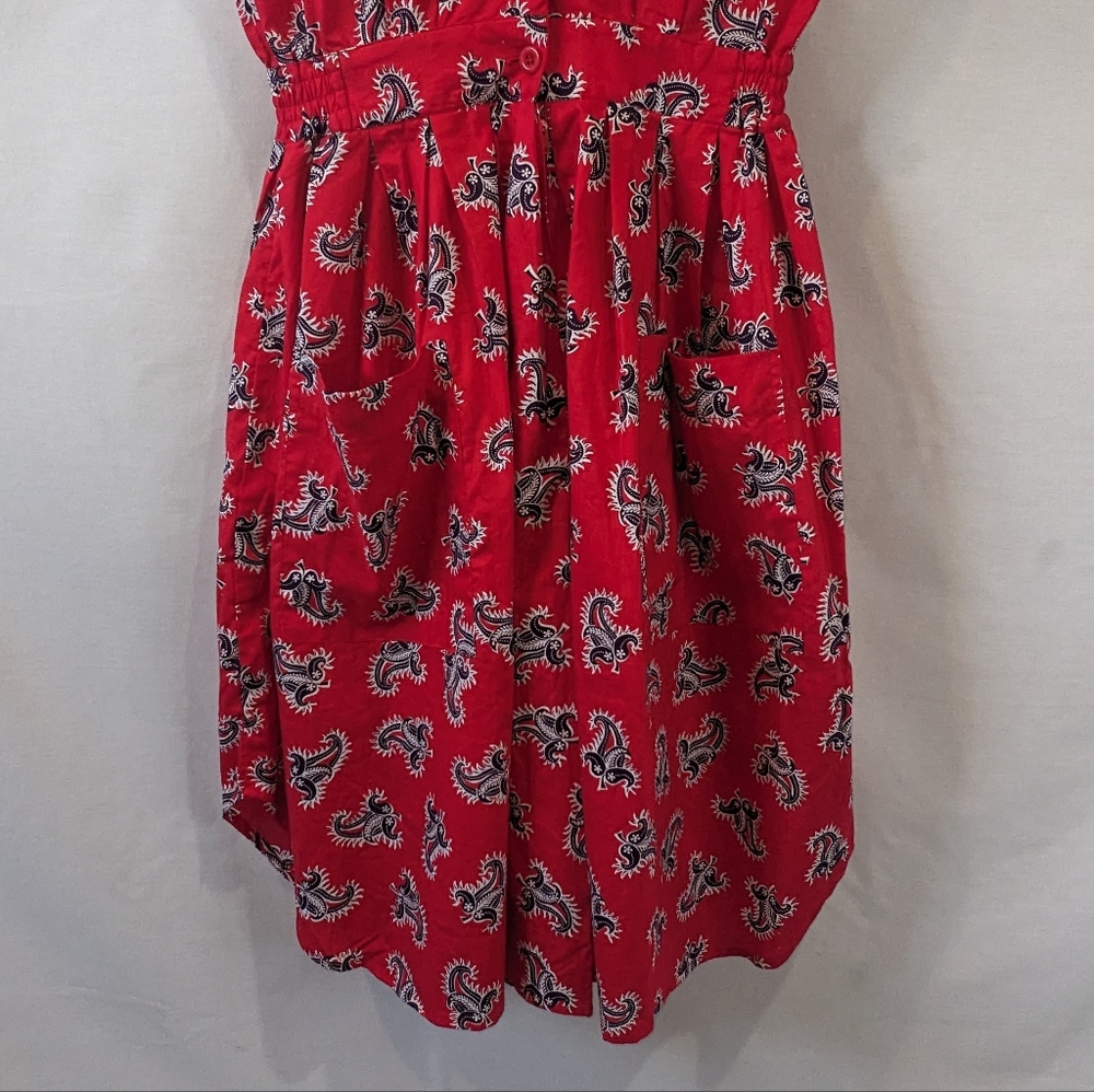 Vintage Sweet Young Thing 100% Cotton Bandana Print Romper Dress Size Medium - Picture 3 of 12